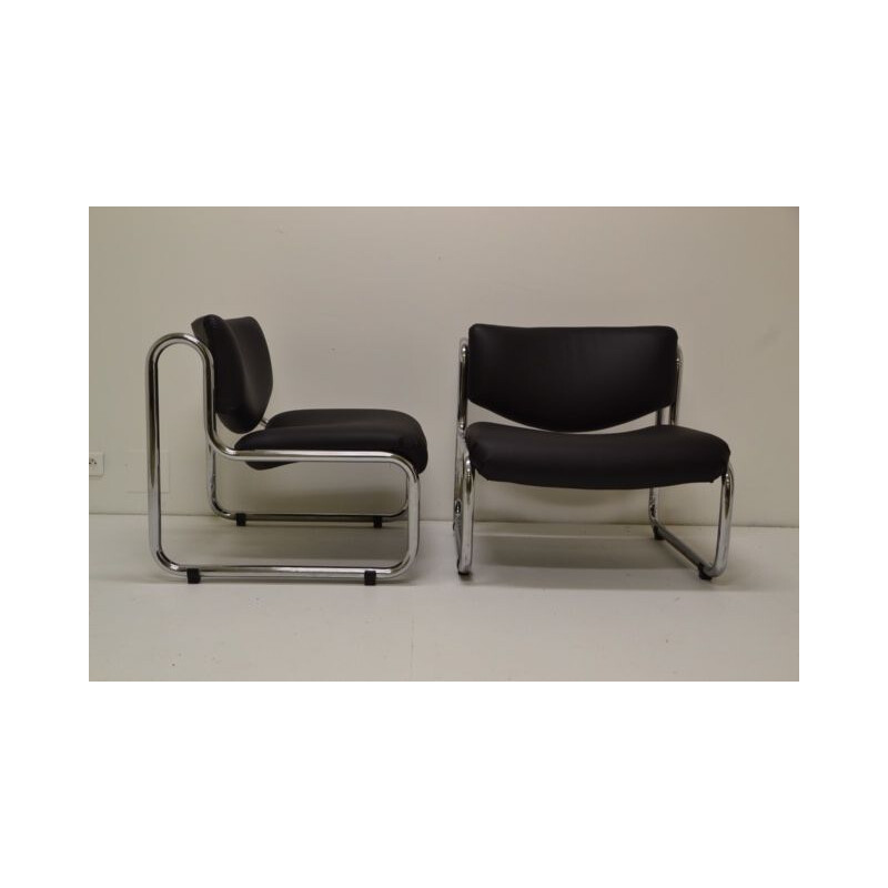 Conjunto de 2 sillones italianos de época en metal cromado