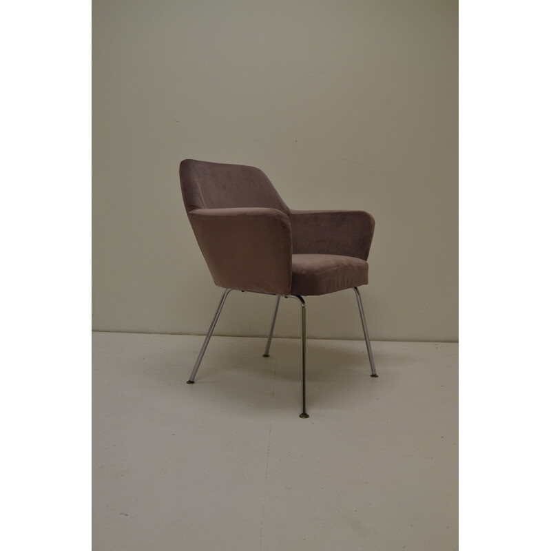 Fauteuil vintage en velours rose par Gio Ponti pour Arflex