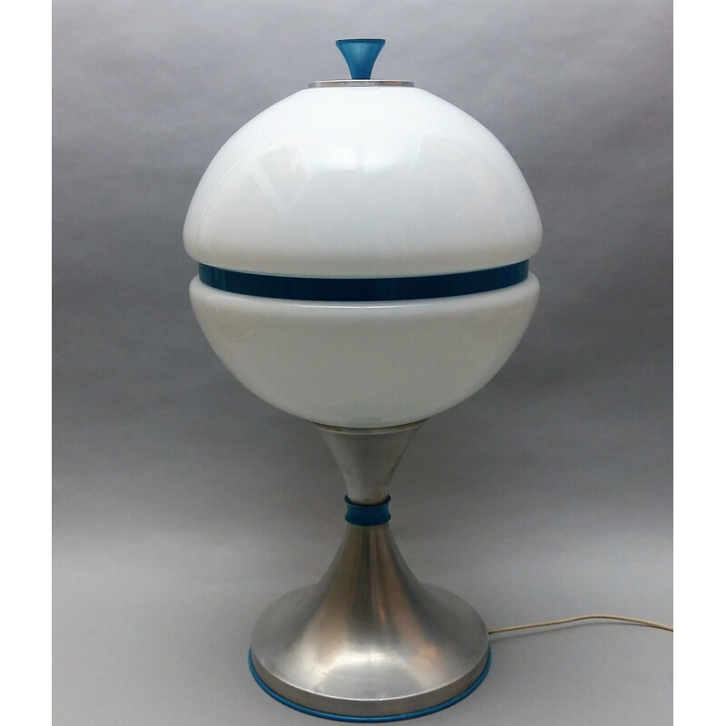 Vintage large Italian table lamp in aluminum