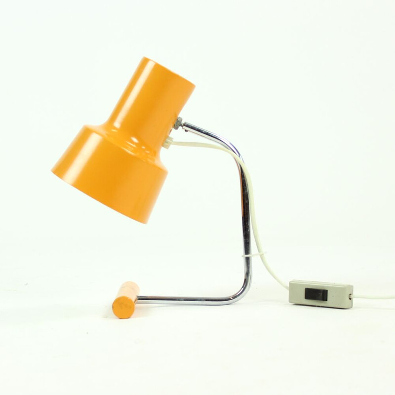 Vintage orange table lamp by Napako in chrome and metal