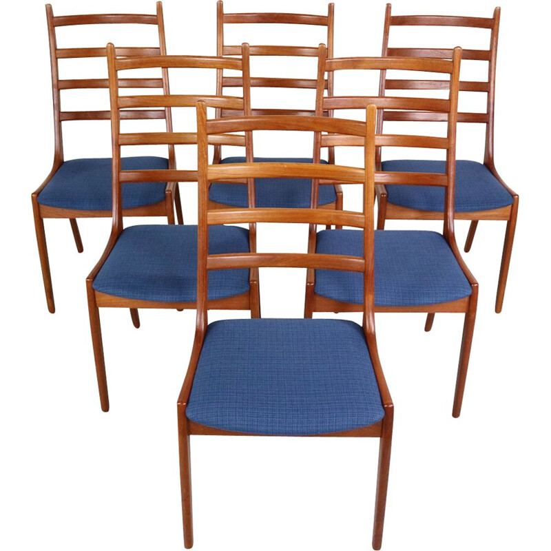 Suite de 6 chaises vintage danoise en teck par Kai Kristiansen