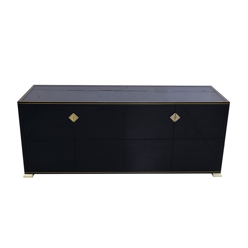 Vintage black sideboard in brass by Pierre Vandel Paris