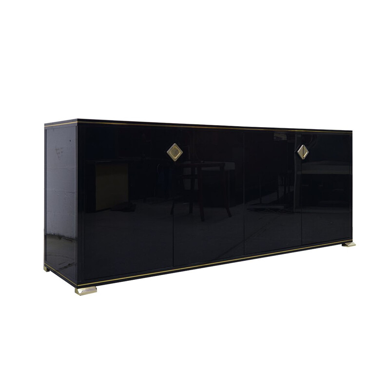 Vintage black sideboard in brass by Pierre Vandel Paris