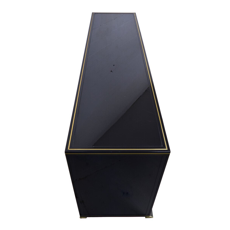 Vintage black sideboard in brass by Pierre Vandel Paris