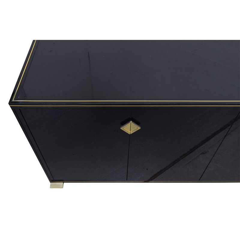 Vintage black sideboard in brass by Pierre Vandel Paris