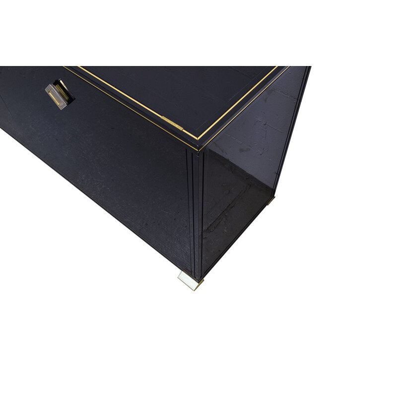 Vintage black sideboard in brass by Pierre Vandel Paris