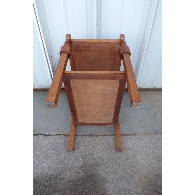 Vintage console in oak by Charles Dudouyt