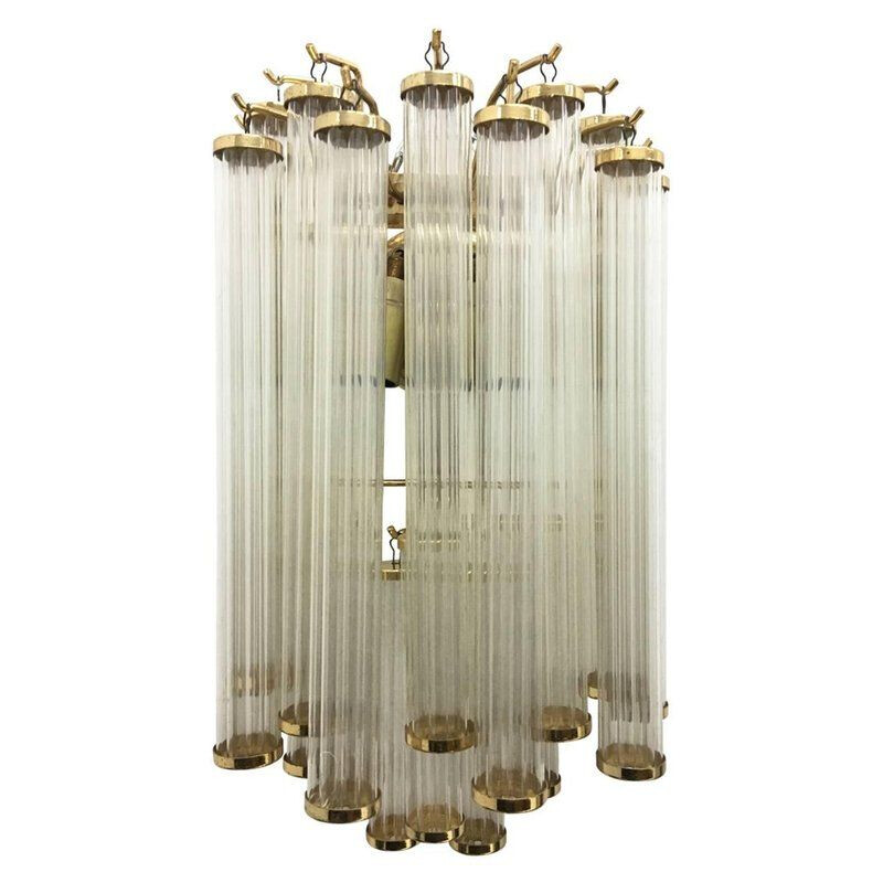 Vintage Italian pendant light in brass and plastic