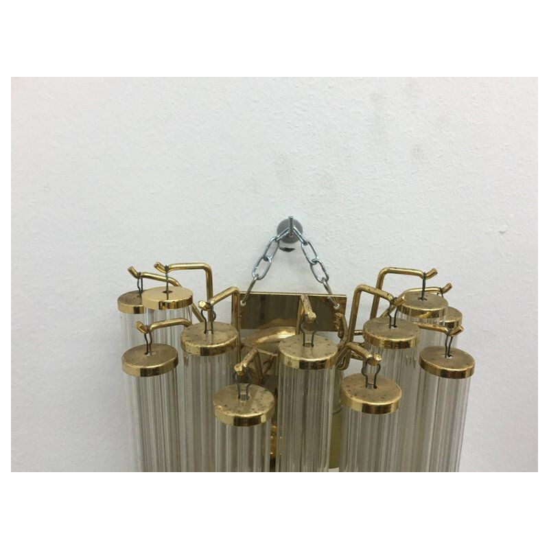 Vintage Italian pendant light in brass and plastic