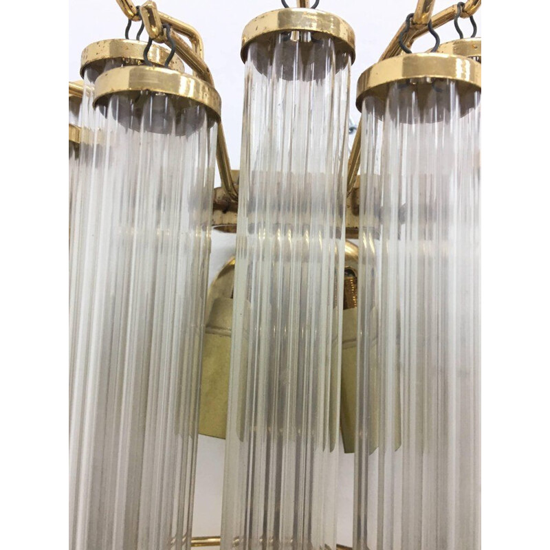 Vintage Italian pendant light in brass and plastic