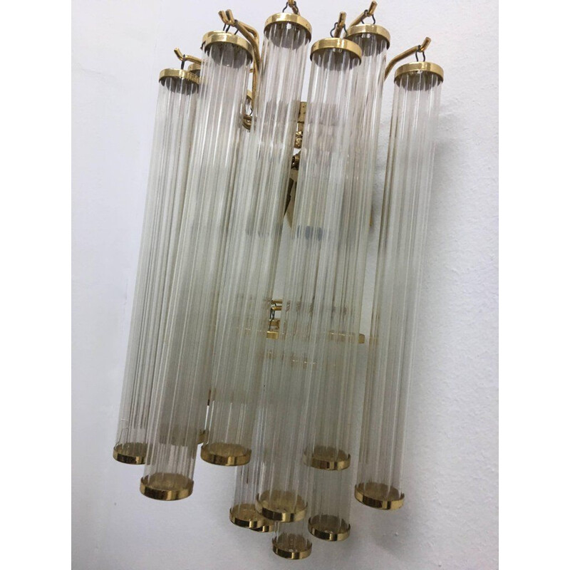 Vintage Italian pendant light in brass and plastic