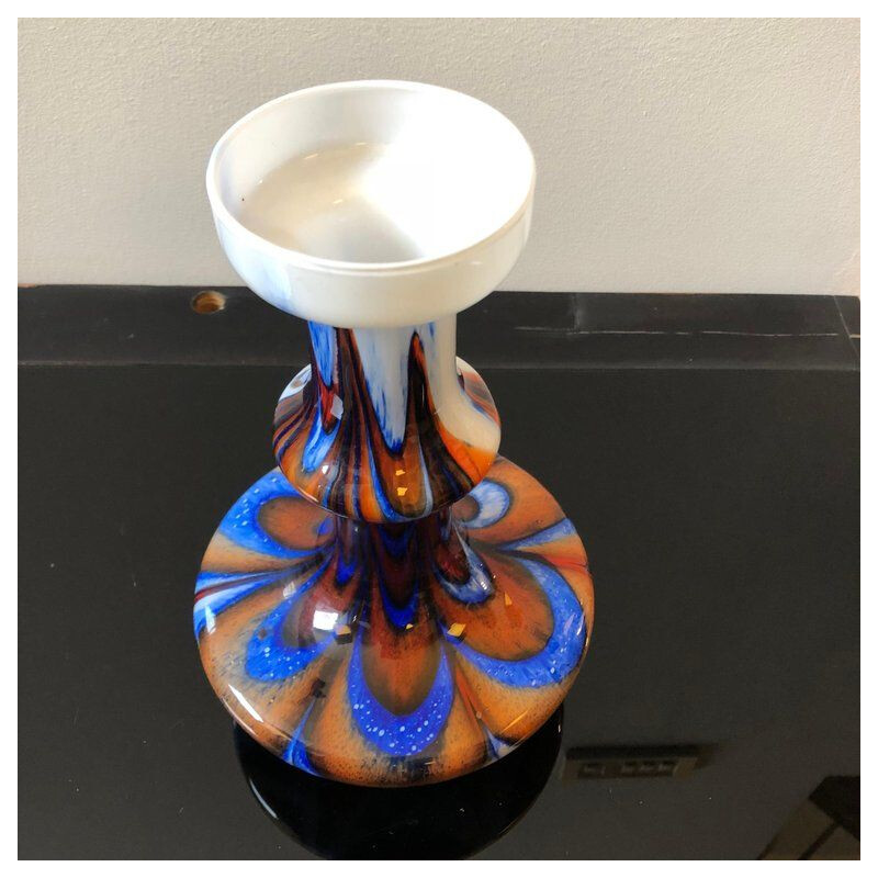 Vase multicolore vintage en verre de Murano