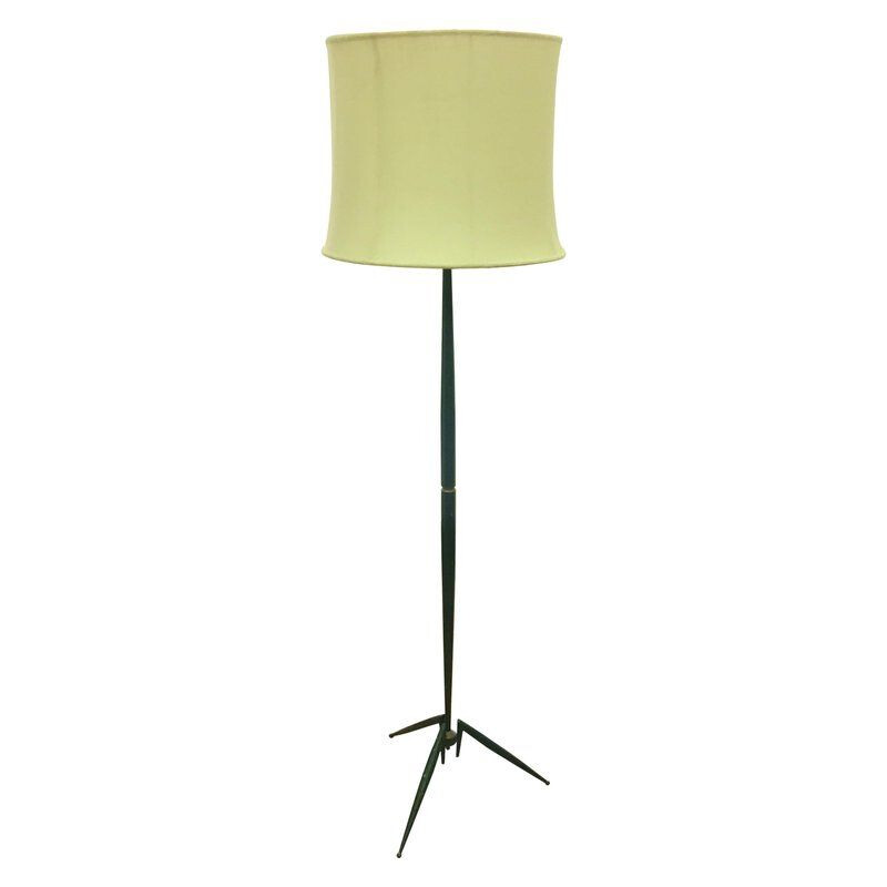 Vintage green floor lamp in brass