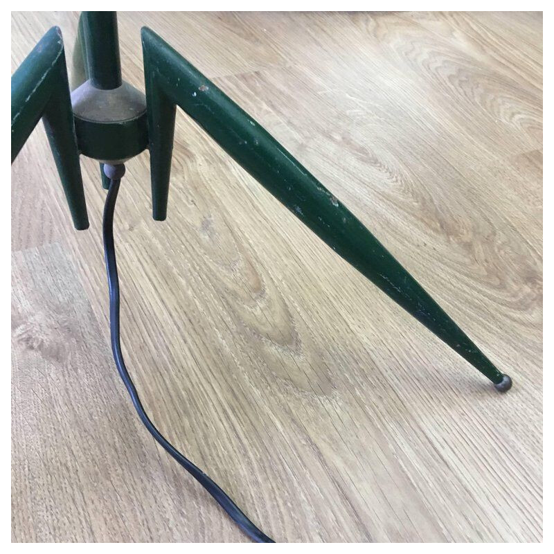 Vintage green floor lamp in brass