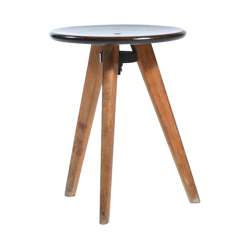 Tripod stool in wood and bakelite - 1960s