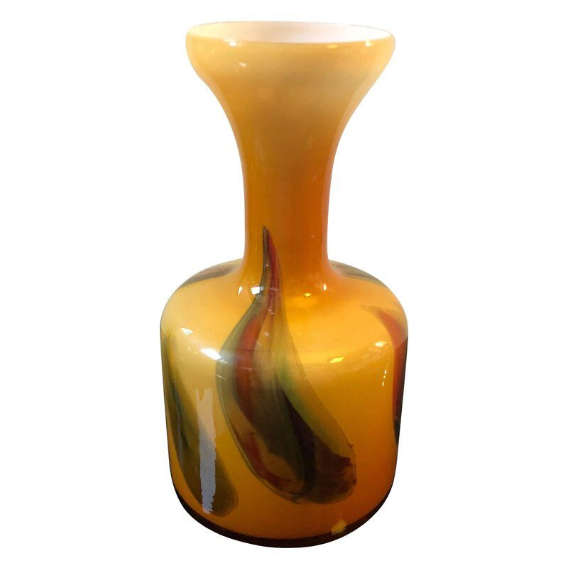 Vintage multicolored vase in opaline