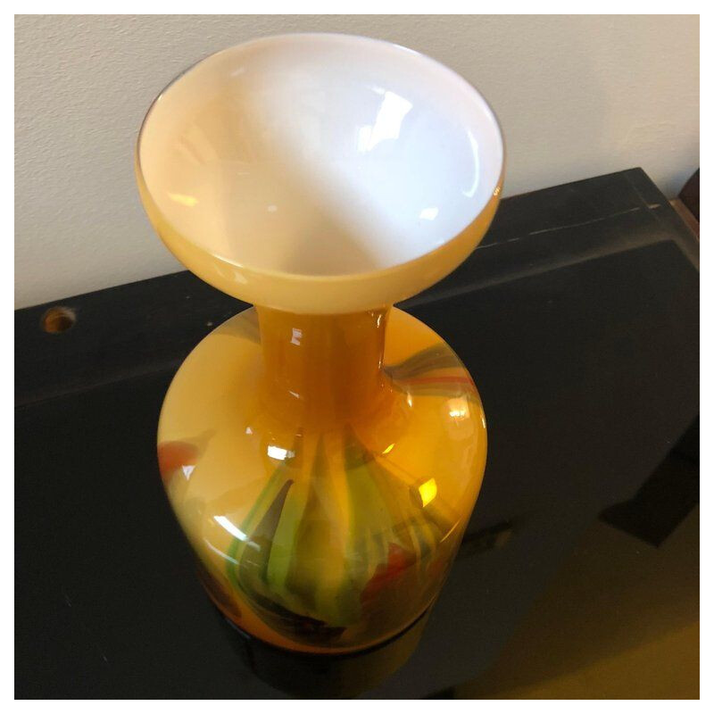 Vintage multicolored vase in opaline