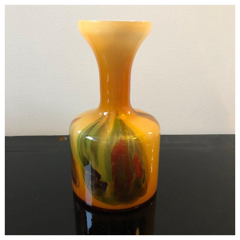 Vintage multicolored vase in opaline