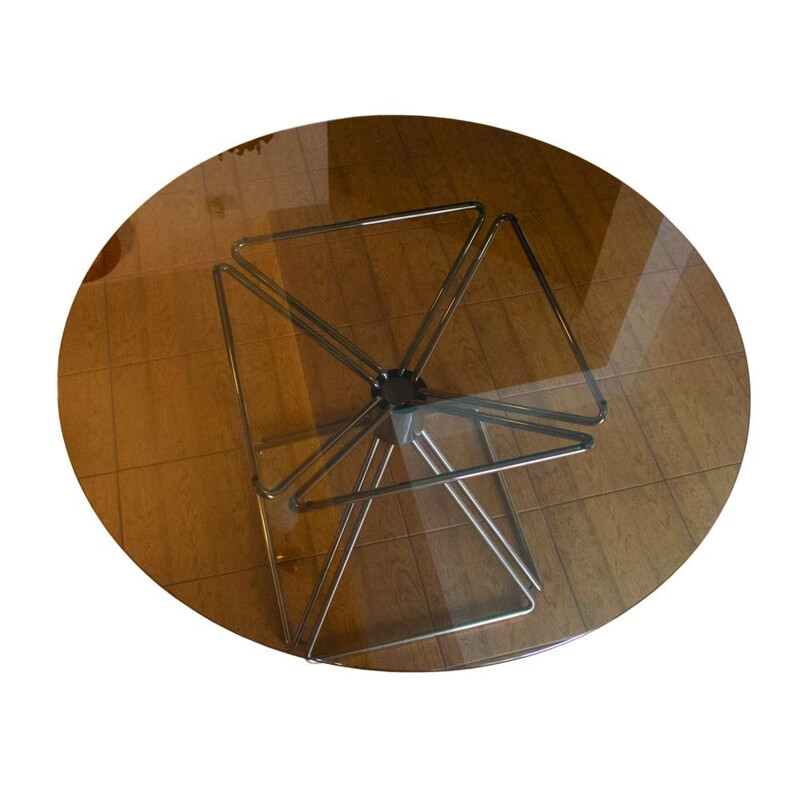 Table pyramide vintage avec plateau en verre par Rudi Verelst