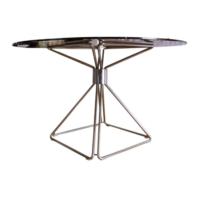 Table pyramide vintage avec plateau en verre par Rudi Verelst