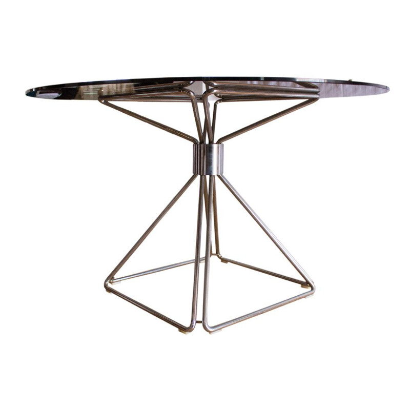 Vintage pyramid table with glass top by Rudi Verelst