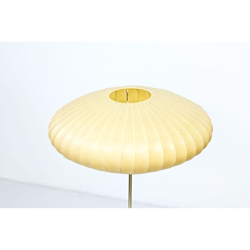 Lampadaire moderne scandinave en laiton & cocon plastique par ASEA, Suède 1950