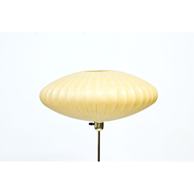 Scandinavian Floor Lamp in Brass & Cocoon Plastic by ASEA, Sweden, 1950s