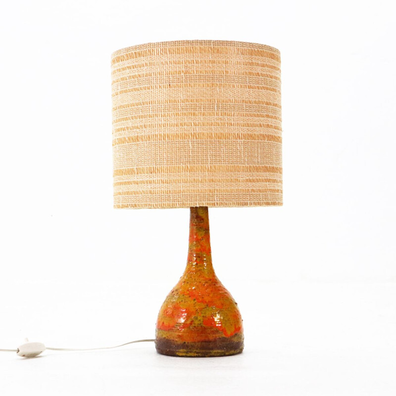 Vintage orange table lamp in ceramic