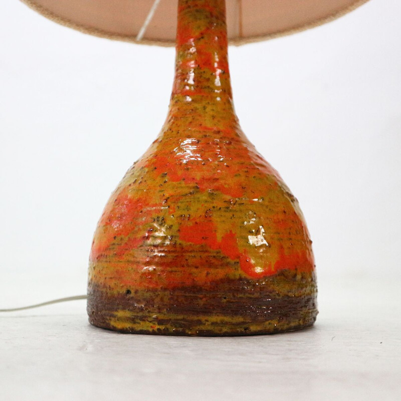 Vintage orange table lamp in ceramic