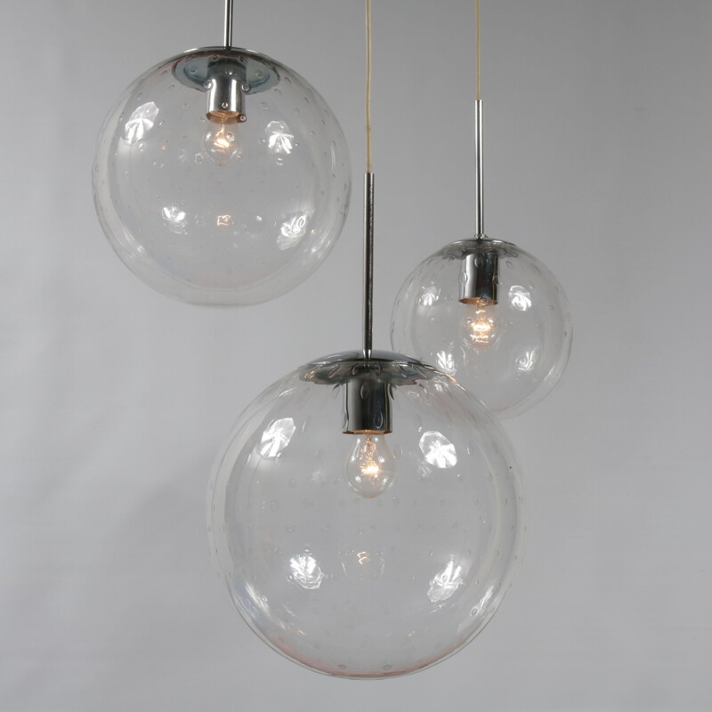 Vintage glass hanging lamp by Raak