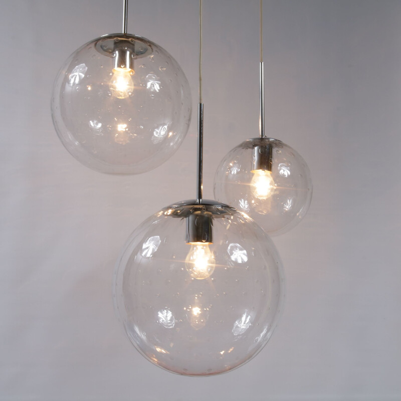 Vintage glass hanging lamp by Raak