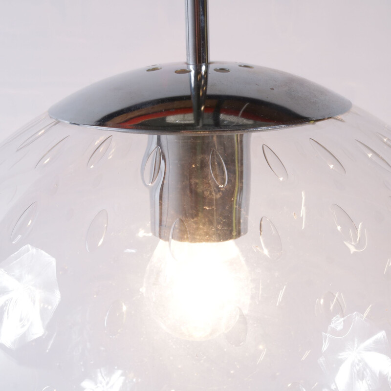 Vintage glass hanging lamp by Raak