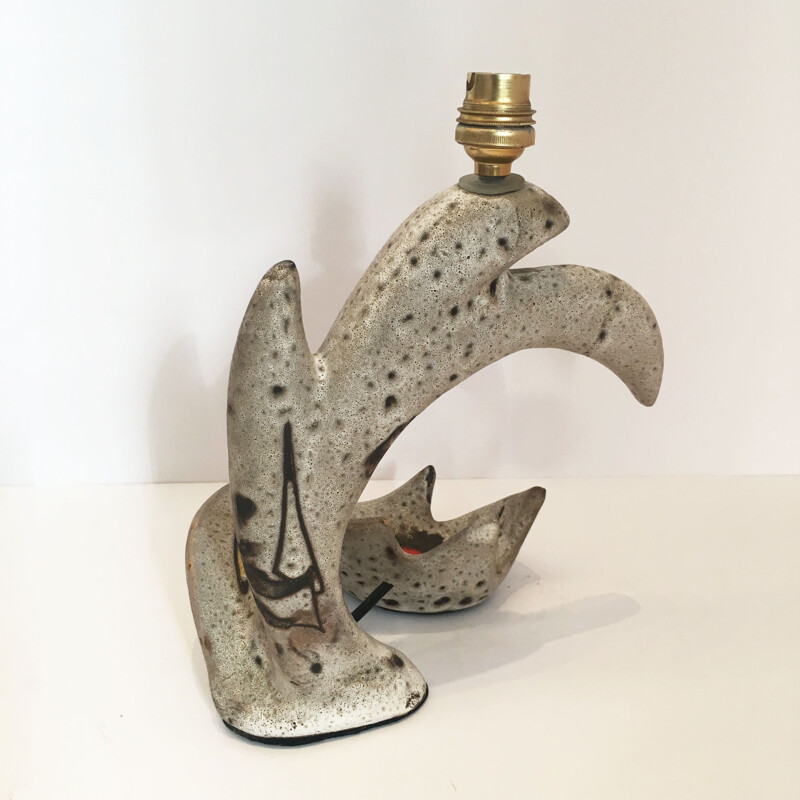 Pied de lampe vintage en céramique par Marius Bessone