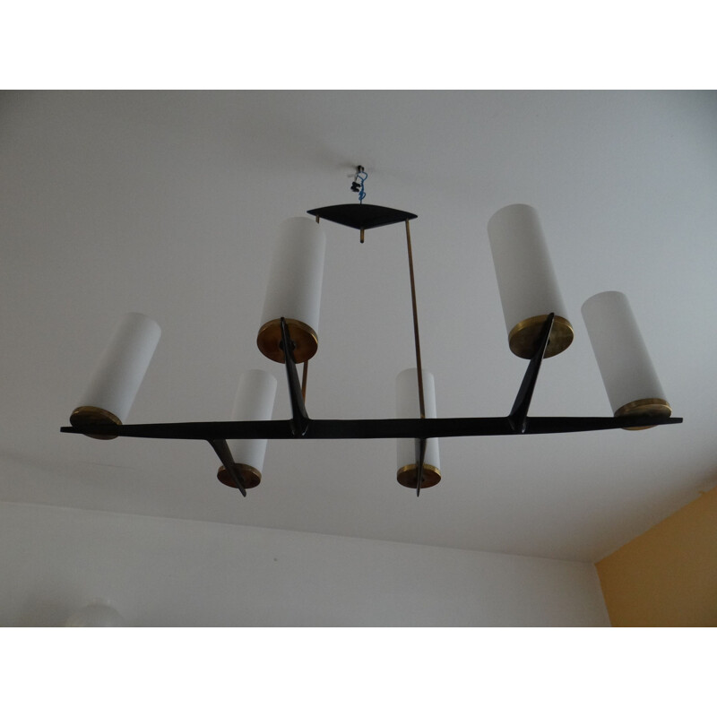 Vintage French chandelier in metal from Maison Arlus