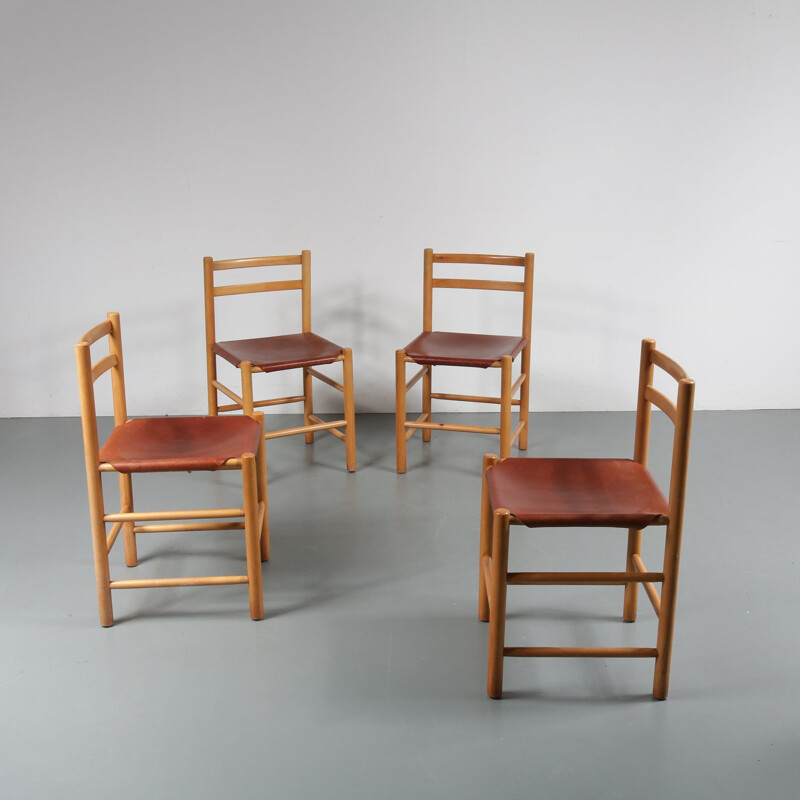 Set of 4 vintage dining chairs by Ate van Apeldoorn