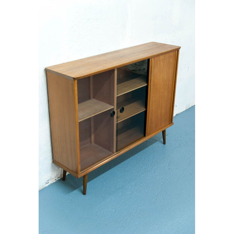 Vintage Scandinavian console in teak with sliding doors