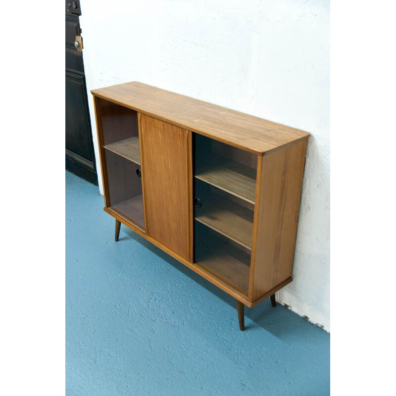 Vintage Scandinavian console in teak with sliding doors