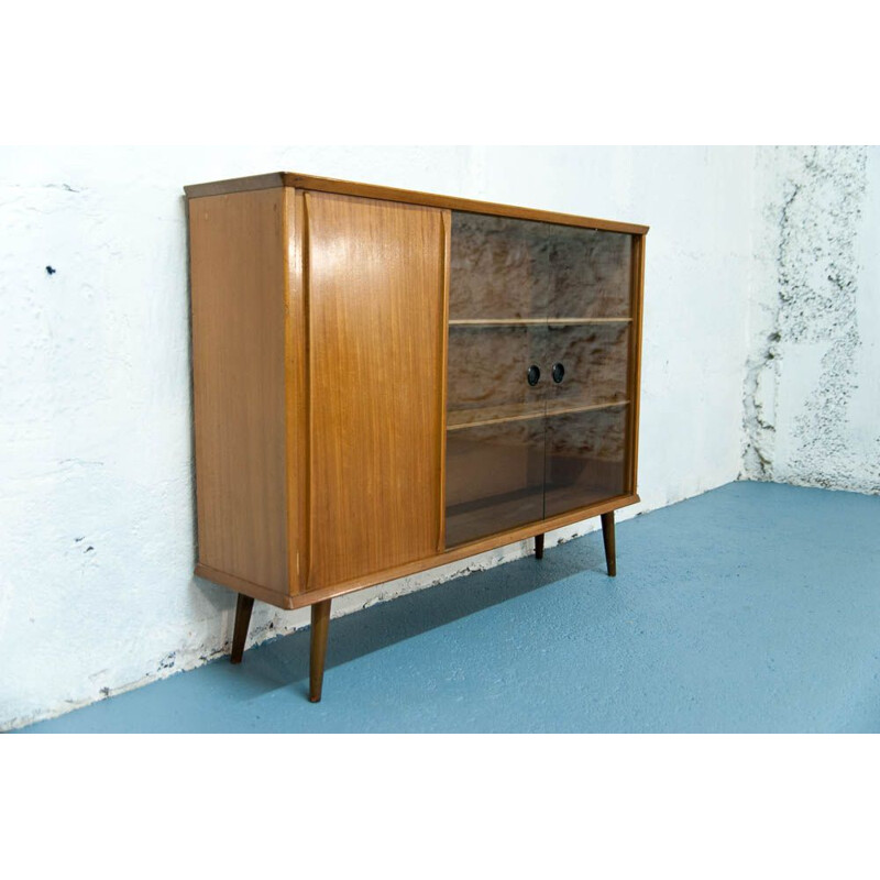 Vintage Scandinavian console in teak with sliding doors