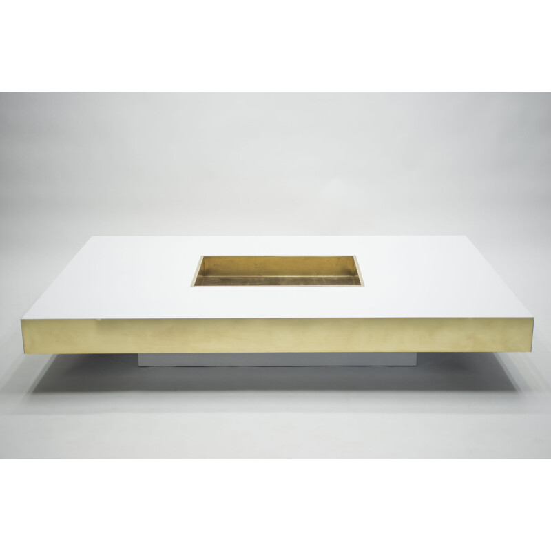 Vintage large coffee table in lacquered brass