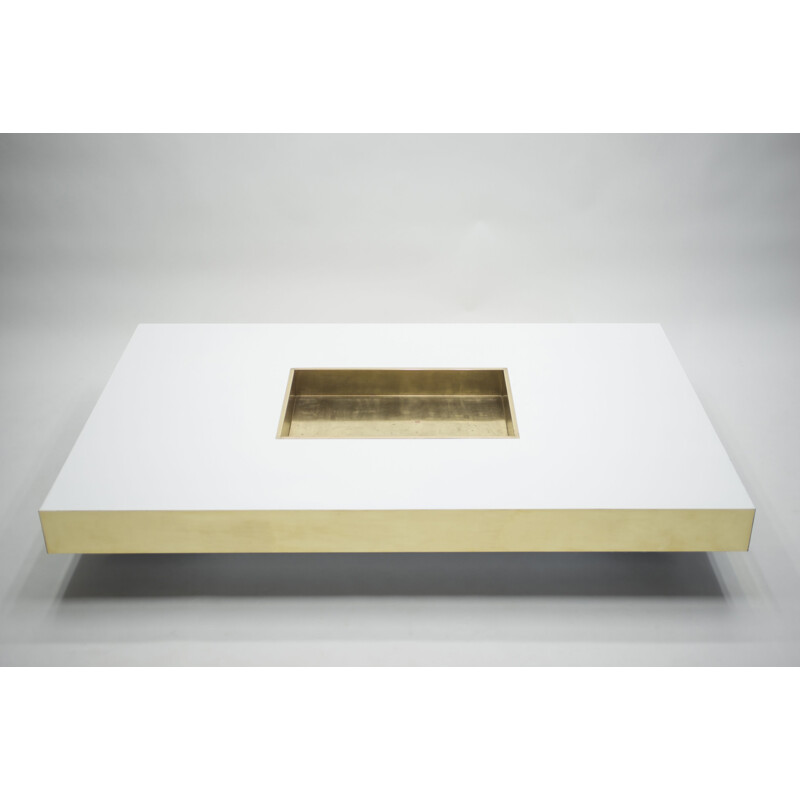 Vintage large coffee table in lacquered brass