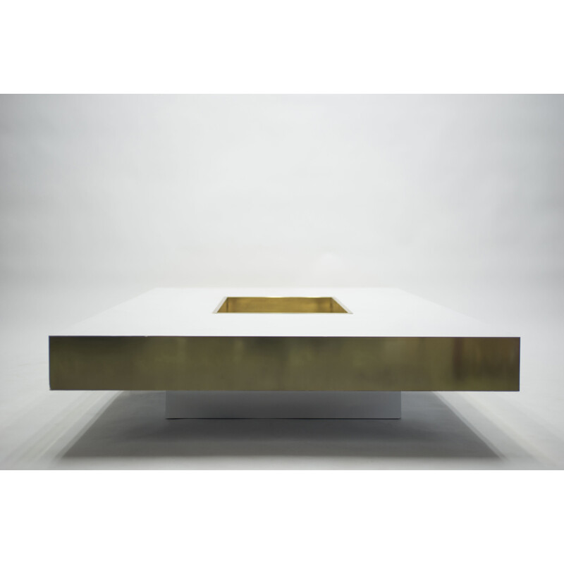 Vintage large coffee table in lacquered brass