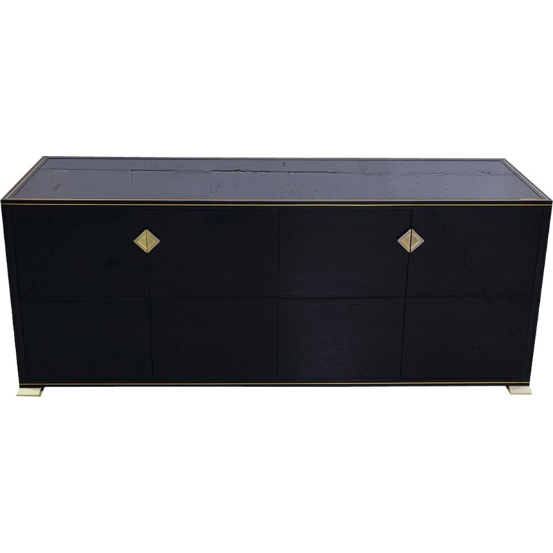 Vintage black sideboard in brass by Pierre Vandel Paris