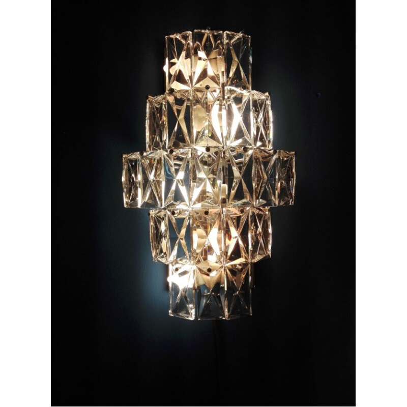 Vintage German wall lamp in crystal by Kinkeldey