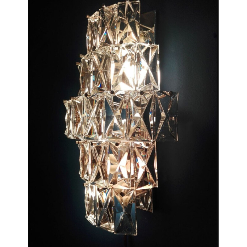 Vintage German wall lamp in crystal by Kinkeldey