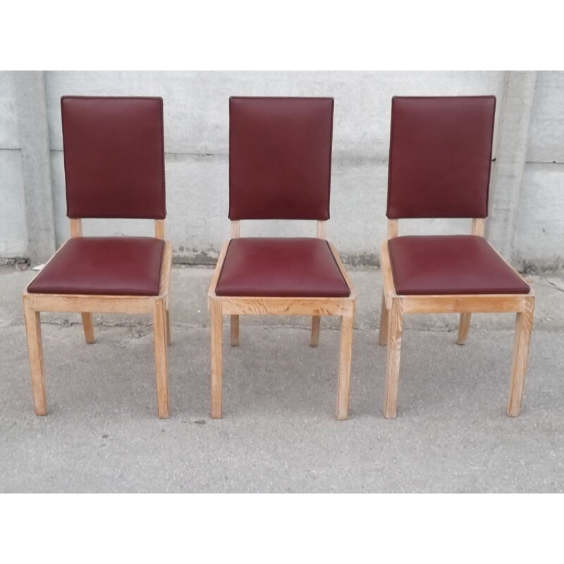 Set of 3 vintage desk chairs by Charles Dudouyt