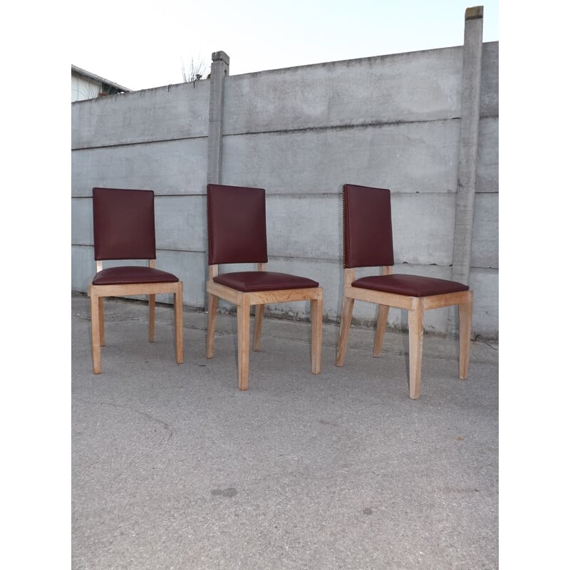 Set of 3 vintage desk chairs by Charles Dudouyt