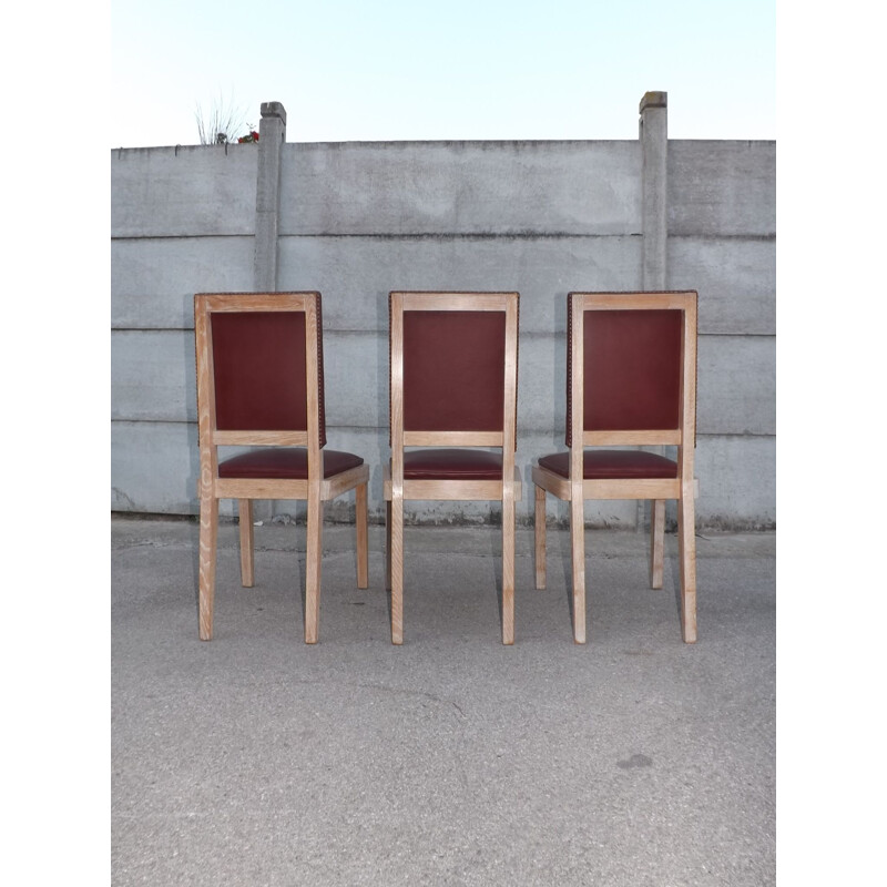 Set of 3 vintage desk chairs by Charles Dudouyt