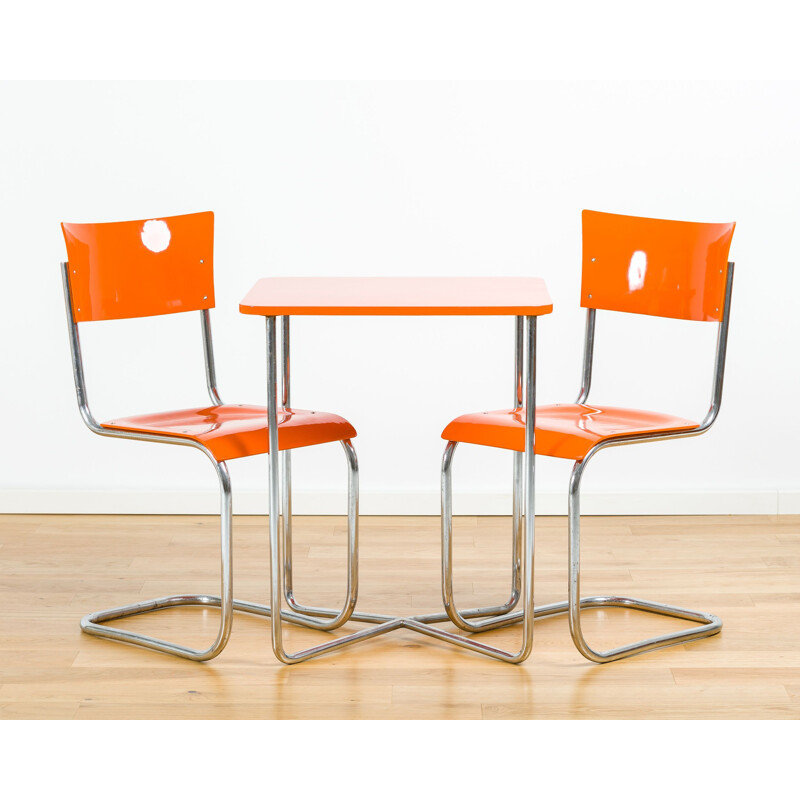 Vintage orange table set by Mücke and Melder, Germany 1940