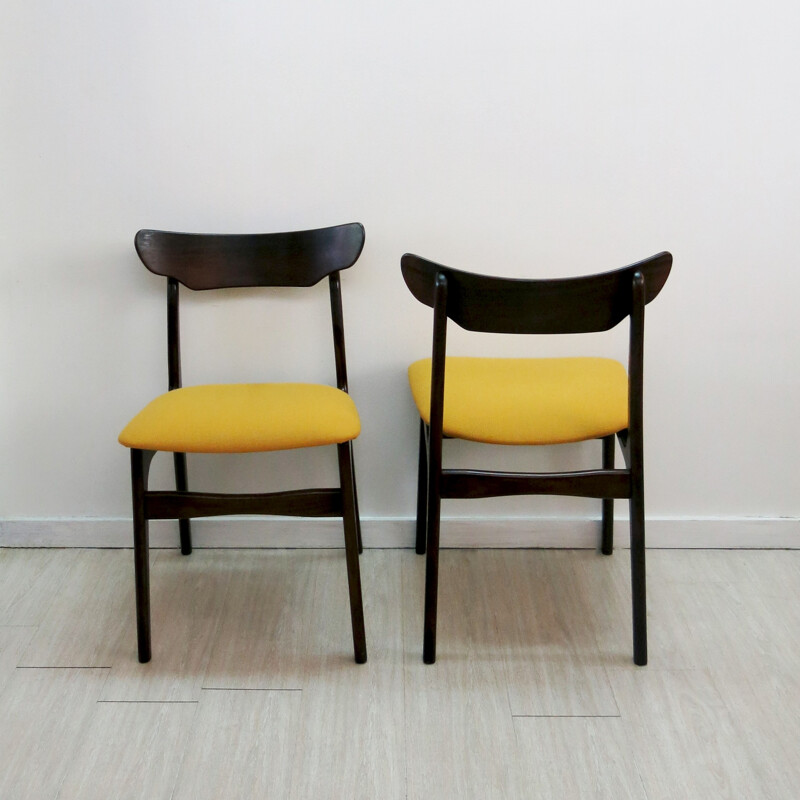 Set of 4 dining chairs in rosewood and fabric, SCHIONNING & ELGAARD - 1960s