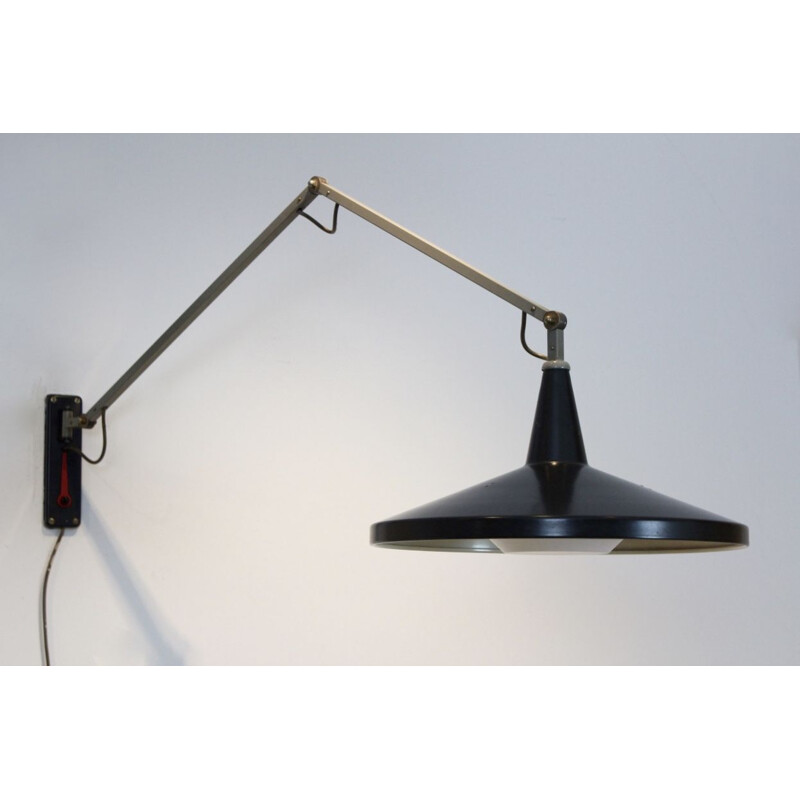 Black Panama wall light by Wim Rietveld for Gipsen